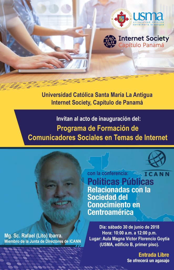 Afiche de la conferencia inaugural del Programa de Formación de Comunicadores Sociales